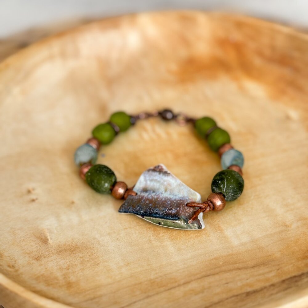 Handmade Ceramic Bracelet | Recycled Glass Beads - Picture 8 of 8